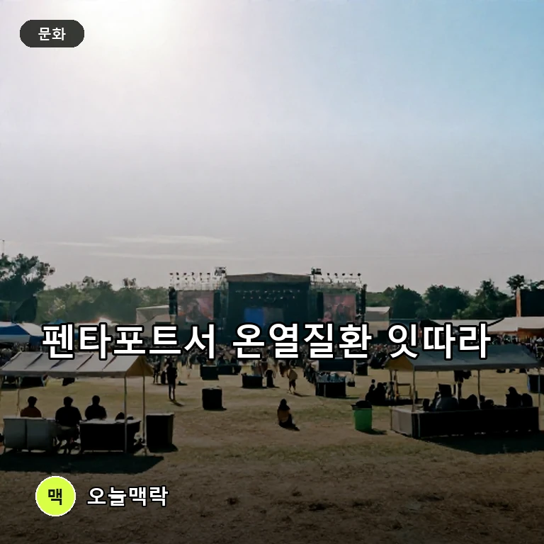 인천 펜타포트 록 페스티벌서 온열질환자 잇따라, 야외 행사 안전 우려 주제를 표현한 AI 생성 편집 이미지