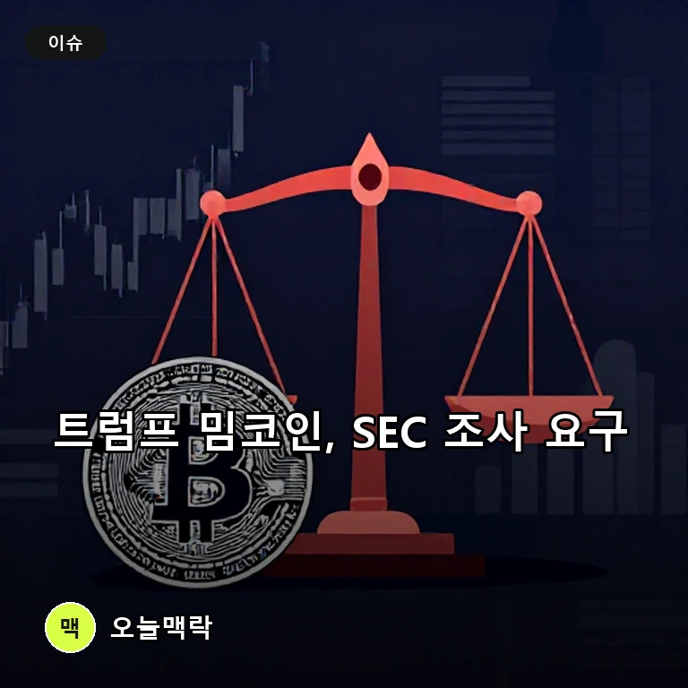 워런, 트럼프 밈코인 ‘불법 사기’ 여부 SEC 조사 요구 주제를 표현한 편집 이미지