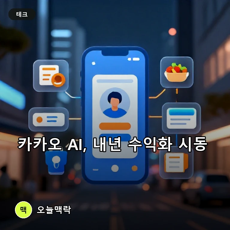 카카오, 내년 AI 수익화 본격화…카톡서 쿠팡이츠 주문·결제 추진 주제를 표현한 편집 이미지