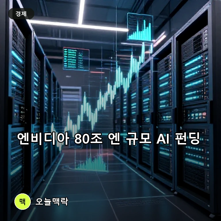 엔비디아, 금융권과 5000억 달러 AI 인프라 협력에도 주가 하락 주제를 표현한 편집 이미지
