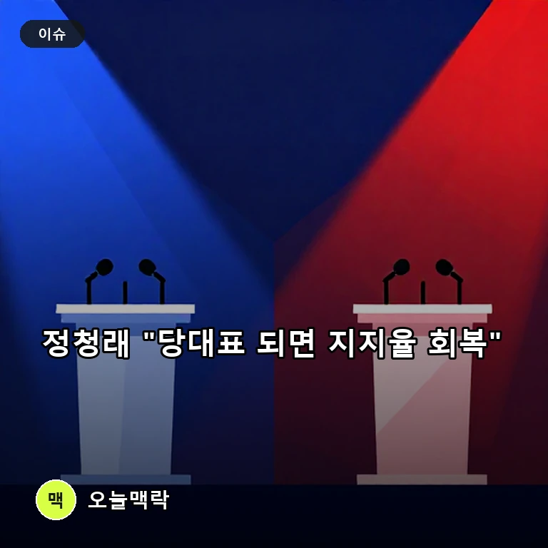 정청래 당대표 후보 "내가 당대표 되면 대통령 지지율 60% 회복" 주제를 표현한 편집 이미지