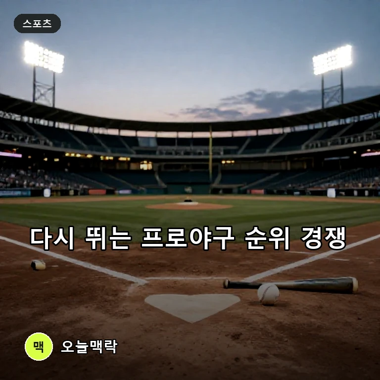 7연승 KT 독주 속 두산 추격, 폭염 멈춤 끝낸 프로야구 순위 경쟁 본격화 주제를 표현한 편집 이미지
