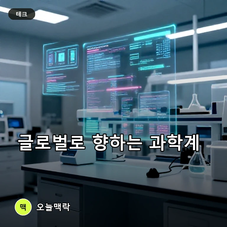 글로벌 무대로 뻗어가는 과학계, 한미 협력과 미래 인재 육성 속도 주제를 표현한 편집 이미지