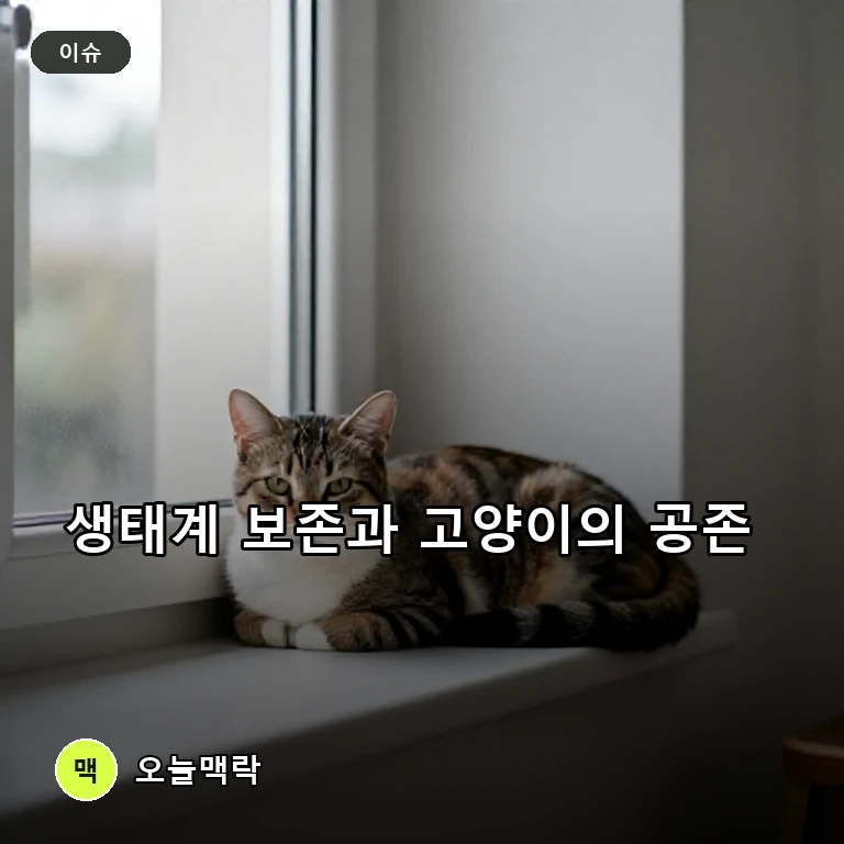 생태계 보존과 동물권 갈등 속 고양이 공존 해법 찾기 분주 주제를 표현한 편집 이미지