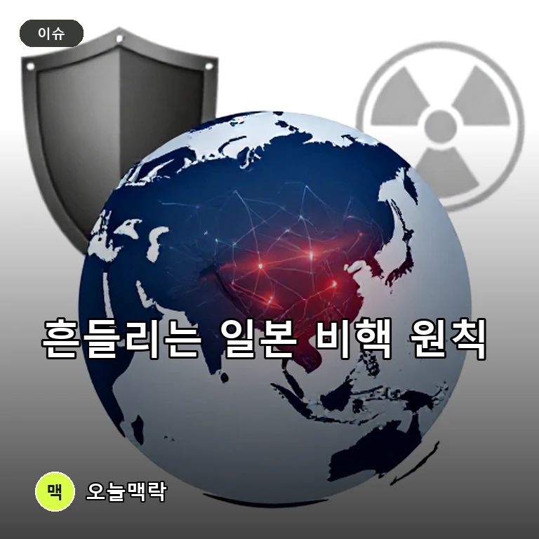 비핵 3원칙 흔드는 일본 다카이치 내각과 북한의 모순적 규탄 주제를 표현한 편집 이미지