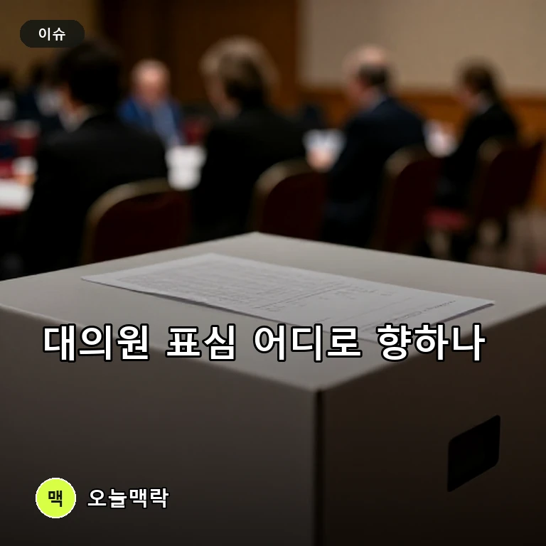 민주당 전당대회 오늘 개최, 대의원 표심과 여론조사가 막판 변수 주제를 표현한 편집 이미지
