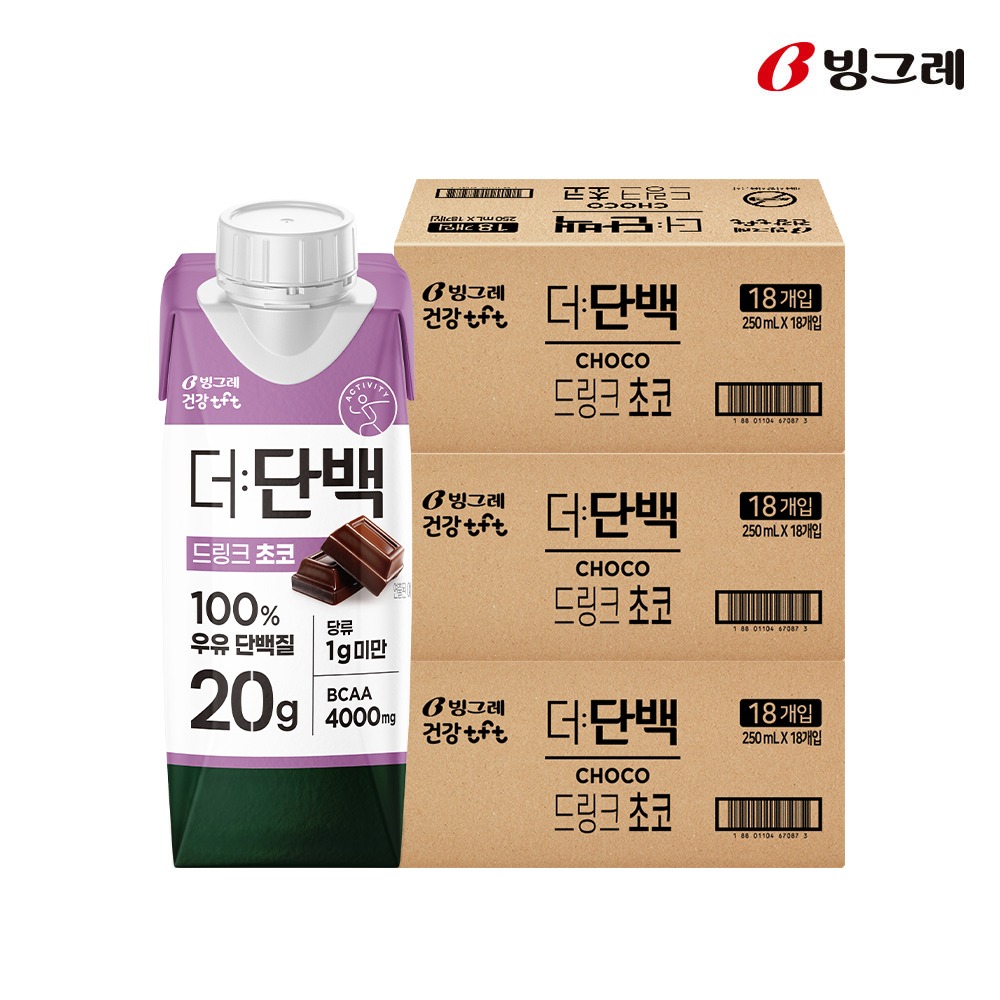 빙그레 더단백 프로틴음료 단백질 드링크 250ml 초코맛 18팩 + 커피맛 18팩 제품 이미지